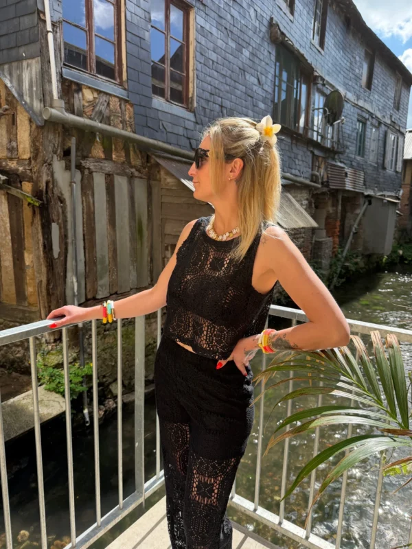 Top crochet coton femme uni, écru ou noir | Dream By C