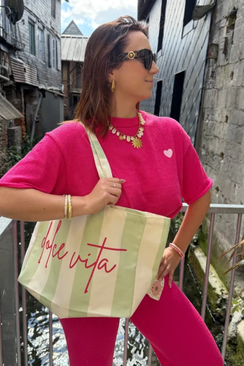 tote-bag-dolce-vita-femme-coton Tote bag Dolce Vita femme coton, vert orange rouge | Dream By C