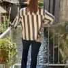 Veste chemise rayée femme bleu écru, boutons | Dream By C