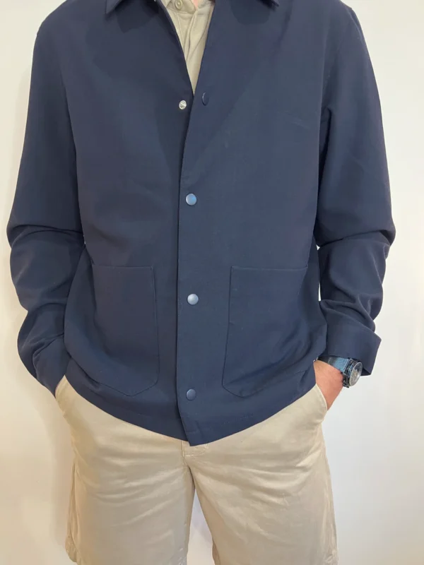 Veste coach homme marine, pressions col chemise | Dream By C