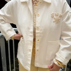 Veste femme brodée palmiers écrue SUN | Dream By C