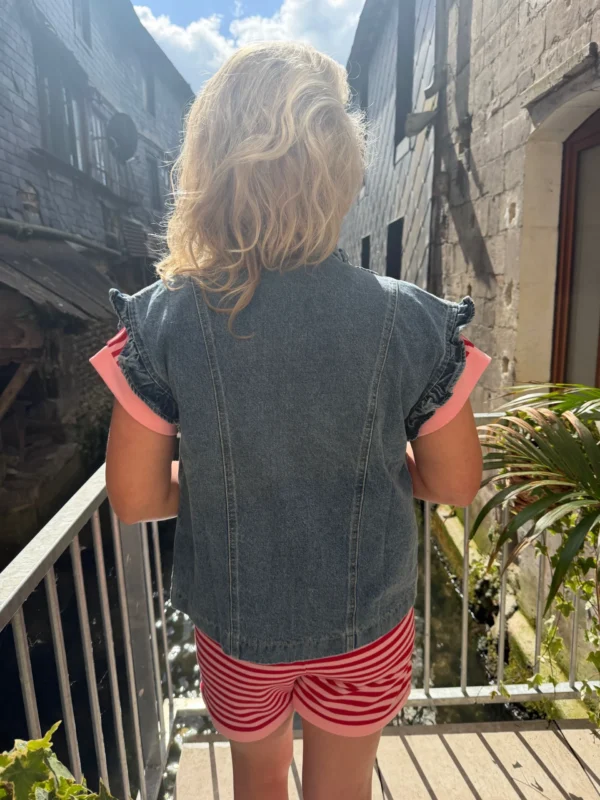Veste en jean sans manche à volants - Dream By C