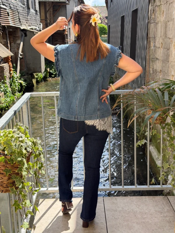Veste en jean sans manche à volants - Dream By C