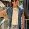 Veste en jean sans manche à volants - Dream By C
