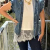 Veste en jean sans manche à volants - Dream By C