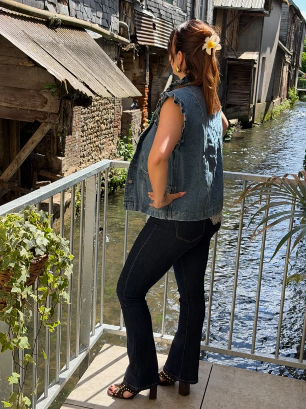 Veste en jean sans manche à volants - Dream By C