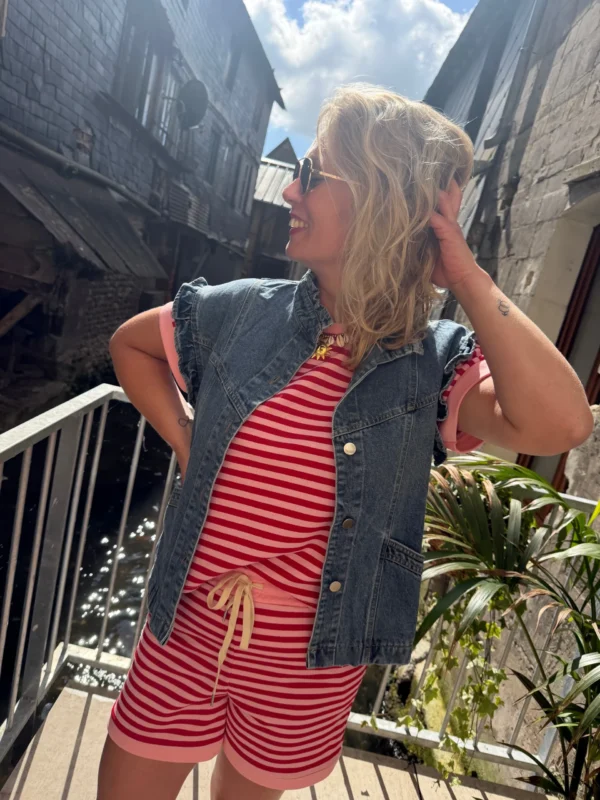 Veste en jean sans manche à volants - Dream By C