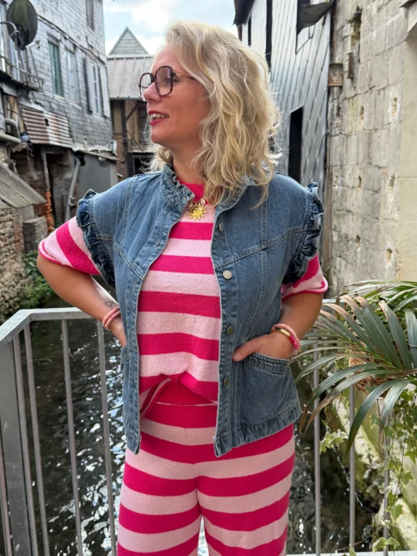 Veste en jean sans manche à volants - Dream By C
