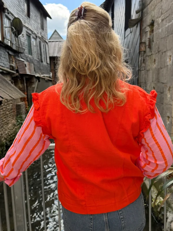 Veste jean volants femme sans manche | Dream By C