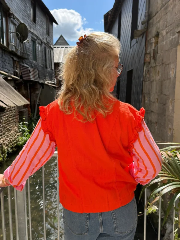Veste jean volants femme sans manche | Dream By C