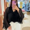 Blouse noire femme volants manches longues | Dream By C