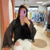 Blouse noire femme volants manches longues | Dream By C