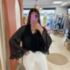 Blouse noire femme volants manches longues | Dream By C