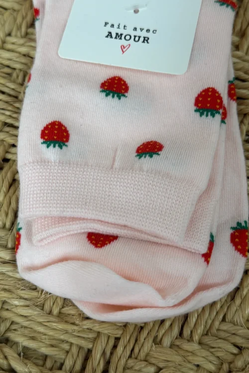 Chaussettes fraises femme rose bébé motif fraise | Dream By C