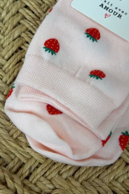 Chaussettes fraises femme rose bébé motif fraise | Dream By C