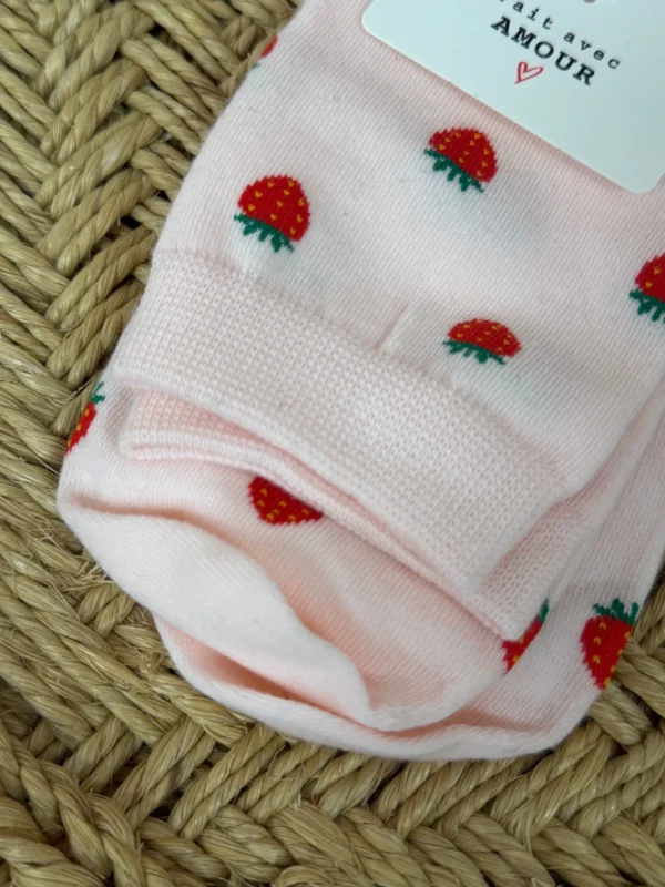 Chaussettes fraises femme rose bébé motif fraise | Dream By C