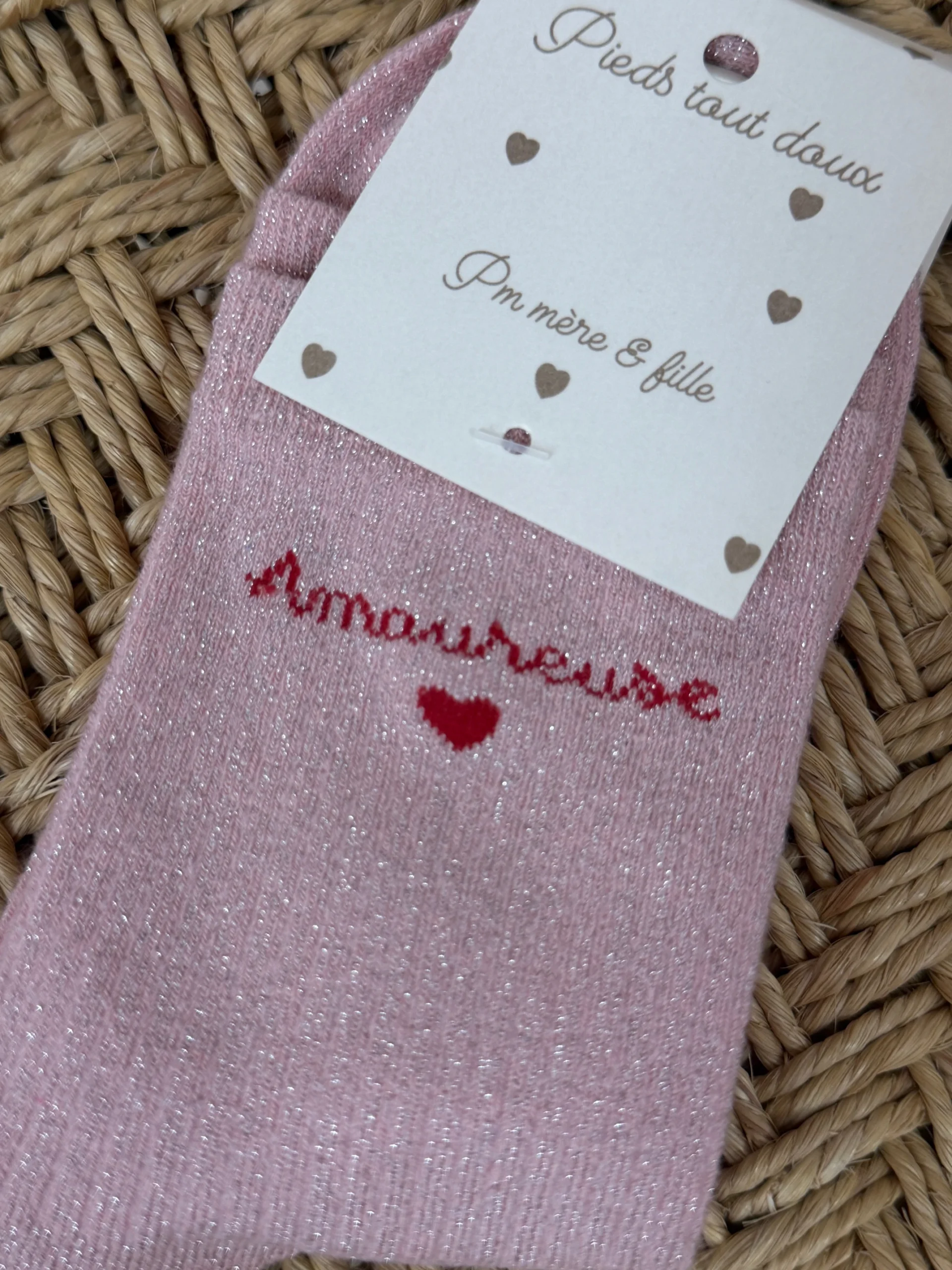 Chaussettes lurex rose Amoureuse