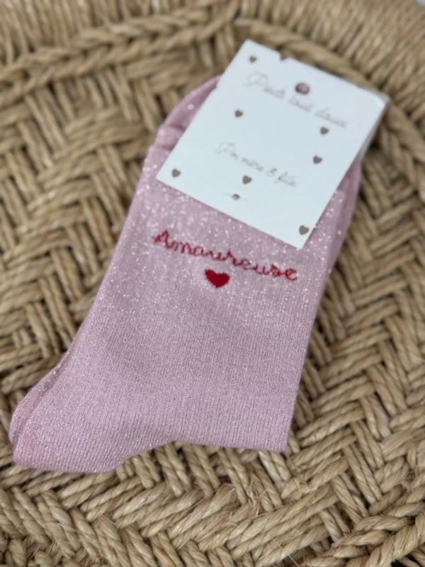 Chaussettes à message rose Amoureuse Lurex — Dream By C