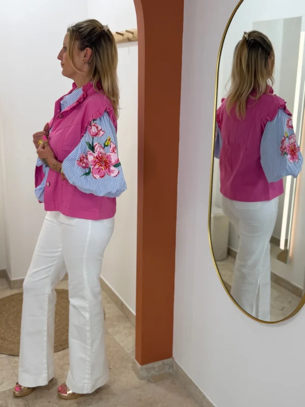 Chemise rayures bleues femme manches bouffantes | Dream By C
