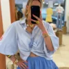 Chemise rayures bleues femme manches bouffantes | Dream By C