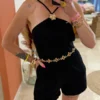 Combishort femme tendance été noir chocolat bijoux | Dream By C
