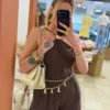 Combishort femme tendance été noir chocolat bijoux | Dream By C