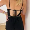 Combishort femme tendance été noir chocolat bijoux | Dream By C