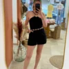 Combishort femme tendance été noir chocolat bijoux | Dream By C