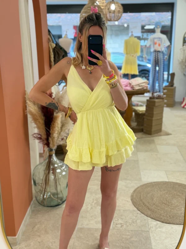 Combishort femme coton été gaze cache cœur| Dream By C