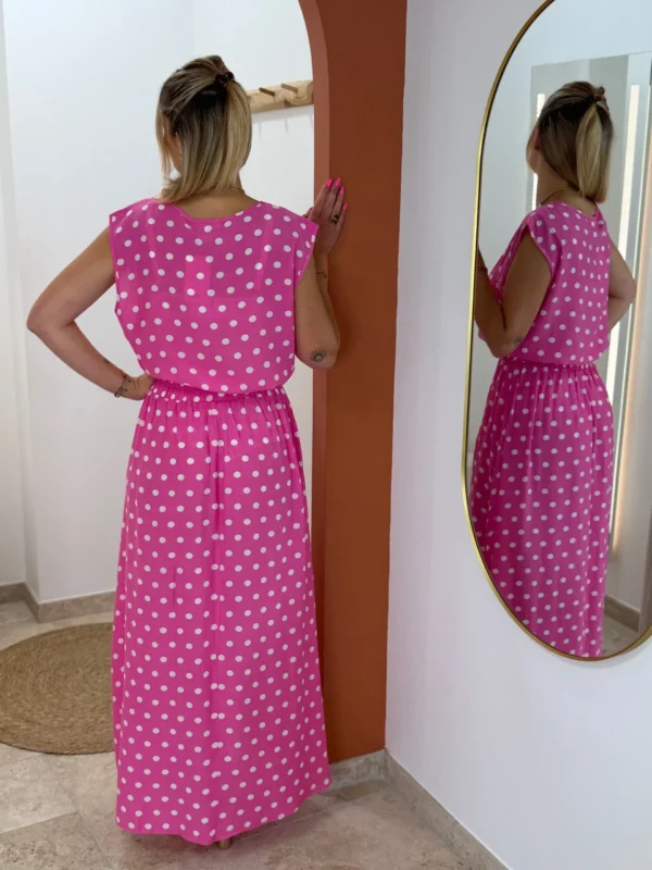 Ensemble jupe haut femme été rose fuchsia pois| Dream By C