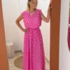 Ensemble jupe haut femme été rose fuchsia pois| Dream By C