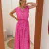 Ensemble jupe haut femme été rose fuchsia pois| Dream By C