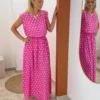 Ensemble jupe haut femme été rose fuchsia pois| Dream By C