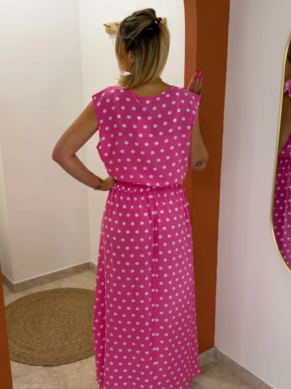 Ensemble jupe haut femme été rose fuchsia pois| Dream By C