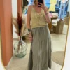 Jupe longue coton grande taille taupe gaze | Dream By C
