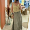 Jupe longue coton grande taille taupe gaze | Dream By C