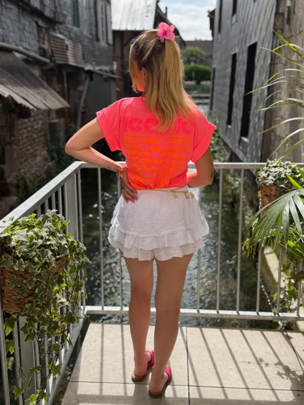 Jupe short femme coton gaze volants broderies | Dream By C