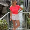 Jupe short femme coton gaze volants broderies | Dream By C