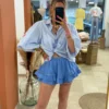Jupe short femme coton gaze volants broderies | Dream By C