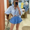 Jupe short femme coton gaze volants broderies | Dream By C