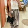 Pantalon fluide femme rayures gaze coton | Dream By C