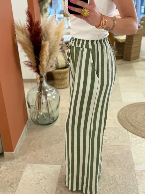 Pantalon fluide femme rayures gaze coton | Dream By C