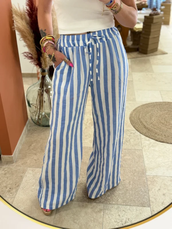 Pantalon fluide femme rayures gaze coton | Dream By C