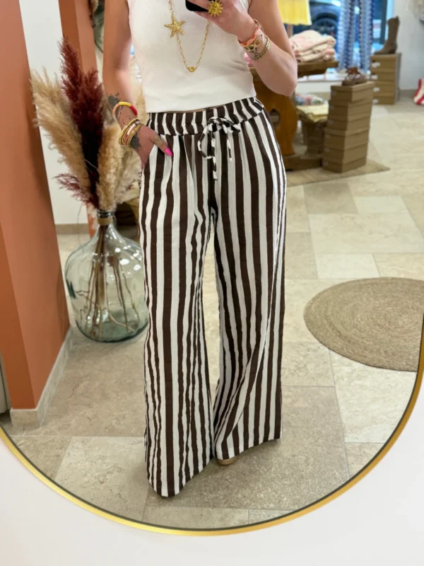 Pantalon fluide femme rayures gaze coton | Dream By C