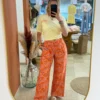 Pantalon large femme imprimé orange cachemire | Dream By C