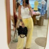 Pantalon résille femme tendance jaune blanc | Dream By C