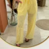 Pantalon résille femme tendance jaune blanc | Dream By C