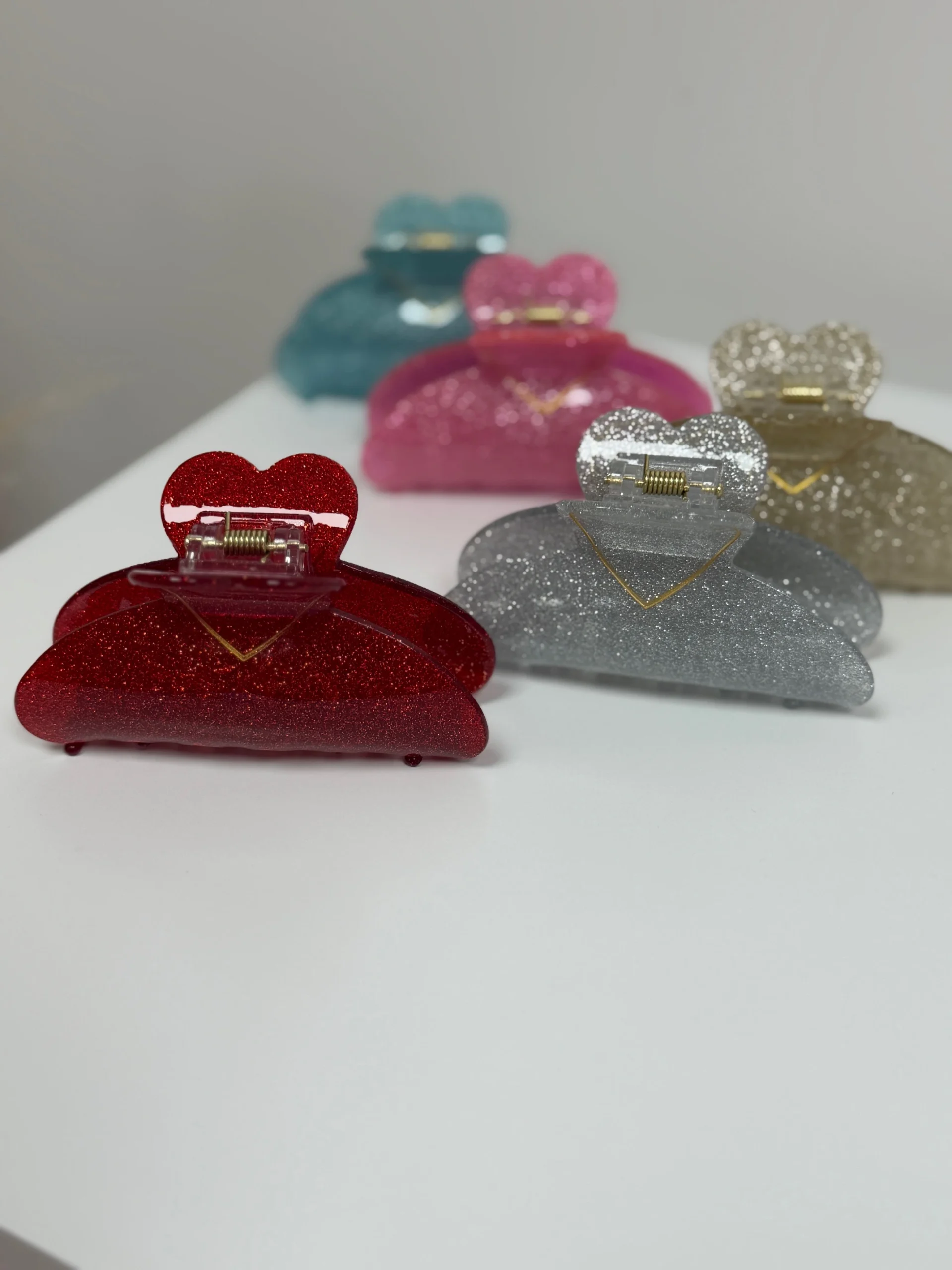 Pinces à paillettes coeur