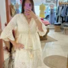 Robe broderie anglaise femme été écrue cordon doré | Dream By C