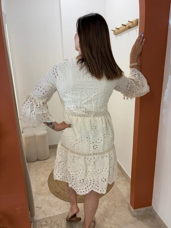 Robe broderie anglaise femme été écrue cordon doré | Dream By C